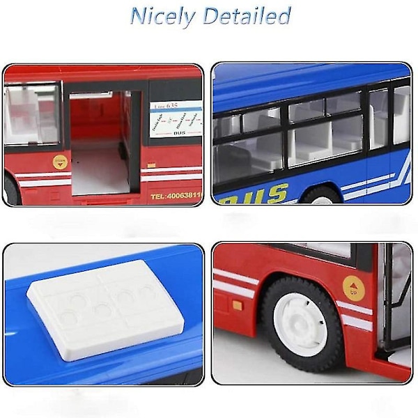2.4g RC-bus 6-kanals fjernbetjening bybus høj hastighed en knap åbning dør RC-bus med realistisk lyd lys -ES CN CN E635-001-red