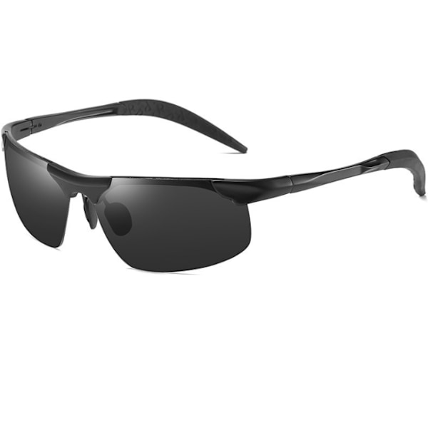 Herrar rektangulära solglasögon, polariserade sportglasögon, lätta solglasögon för körning, cykling, fiske, UV-skyddsljusskydd Black frame black gray film