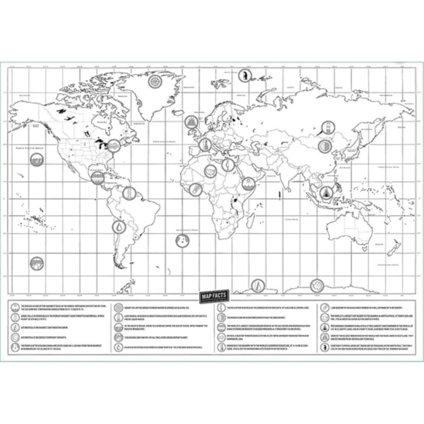 Karta med Skrapa / Scratch Map / Världskarta - 82 x 59 cm Comfortable gold