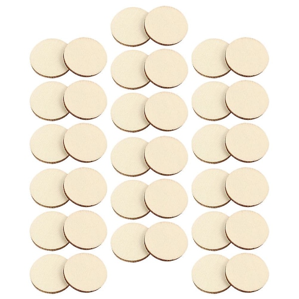 50 stk. Runde Træskiver Runde Hjørner Træudskæringer Gravering Træskiver Trærunde Håndværk Træ C Beige Beige 4CM