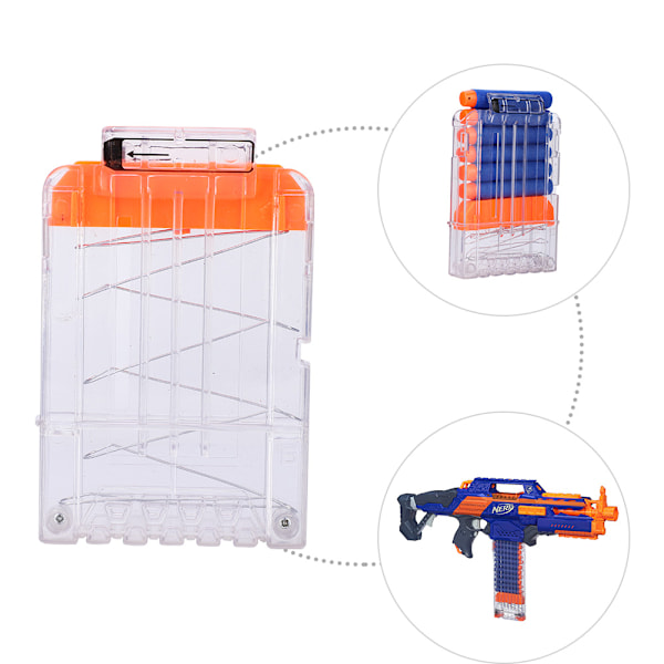 Ladda om Clip Magazine Dart Replacement Magazine Transparent Toy Gun Soft Bullet Clip för 6