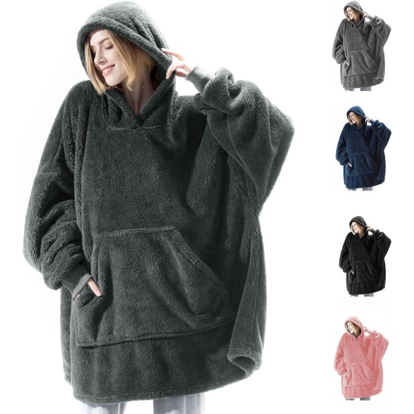 Hoodiefilt, Oversized Sherpa Hoodie, Bärbar Hoodie Sweatshirt Filt, Super Soft Warm Mysig filt Hoodie, One Size Passar Alla Vuxna-