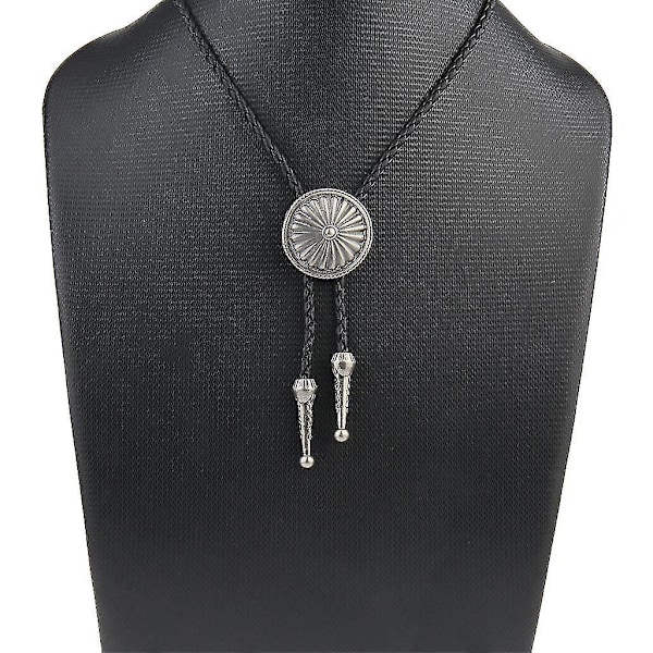2x Antik Daisy Metallhänge Läder Bolo Tie Halsband Slips Cowboy Dans