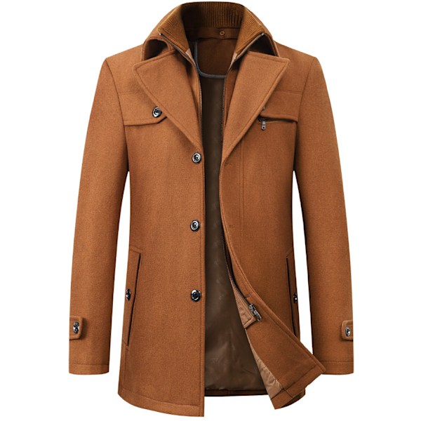 HERR Ullrock Höst och Vinter Dubbel Krage Ullrock Krage Tjock Ullrock Lång Jacka camel camel 4xl