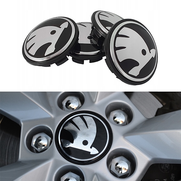 4-Pack - Skoda Centrumkåpor / Hjulnav Emblem - Bil 80 65 mm