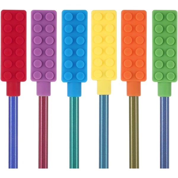 Tyggepenn Chew Topper Sensory Fidget Toppers for barn, Oral Motor Spesielle behov, pakke med 6 Komfortabel