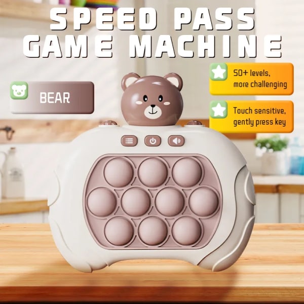 Pop Light Fidget Game Quick Push Bubble Game Handtag Leksaker Pojkar och flickor Antistressleksaker med LED-spelmaskin Lindra stressleksaker respekteras New Brown Bear