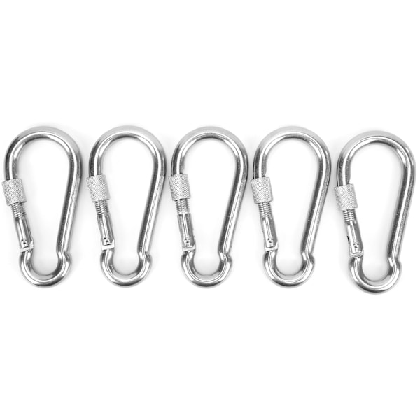 5 stk. 120 mm Låsende Karabinhage Klip Heavy Duty Fjeder Snap Hook med Møtrik Lås Spænde til Camping