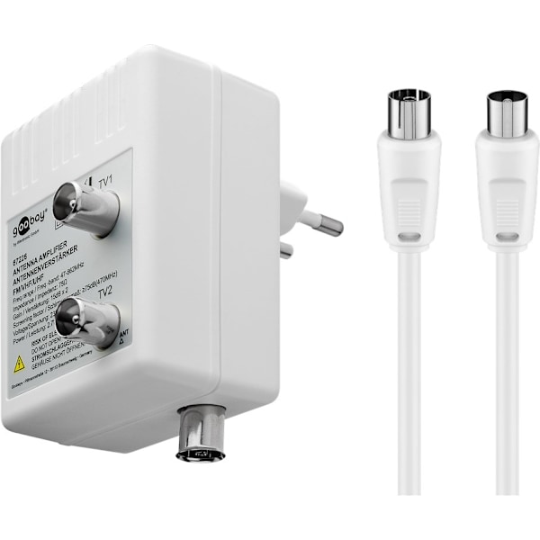 Antennivahvistin kahdelle laitteelle 15 dB (DVB-T, DVB-T2, DVB-C)
