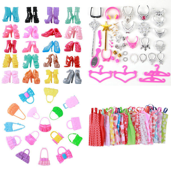 55 stycken 30cm/11 tums barbiekläder och -skor dress up accessoar