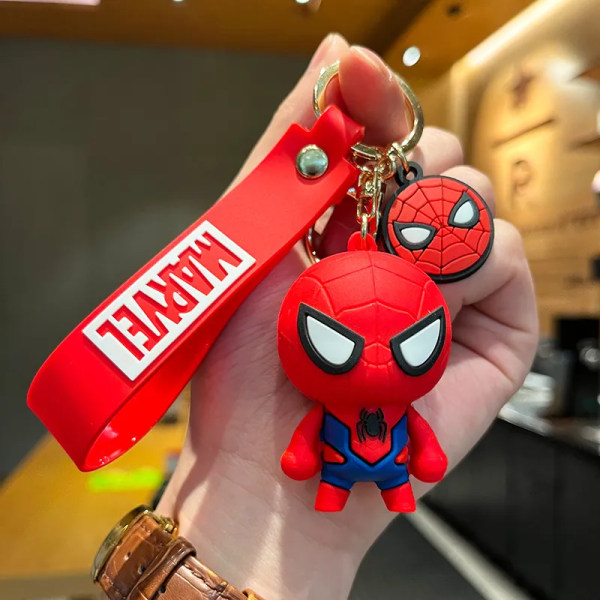 Marvel Spider Man Söt docka Nyckelring Actionfigurer Avengers Captain America Pendelleksaker Kawaii Bag Bilnyckelring Födelsedagspresenter respekteras Styles A