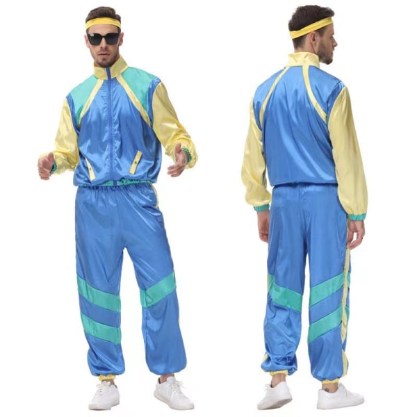 80'erne/90'erne Retro Sportstøj, Shell Suit Festkjoletøj blue S