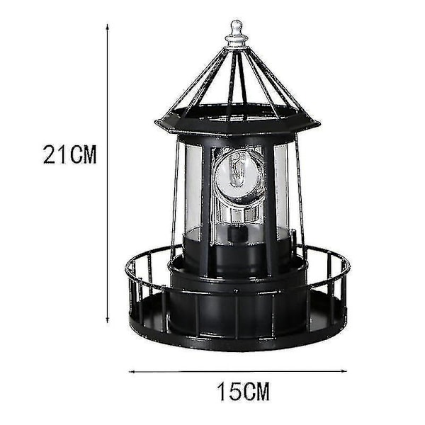 Led solcellsdriven fyr, 360 graders roterande gårdsljus