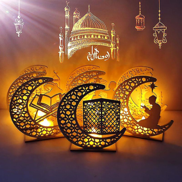 Ramadan diy tre måne LED lys FARGE8