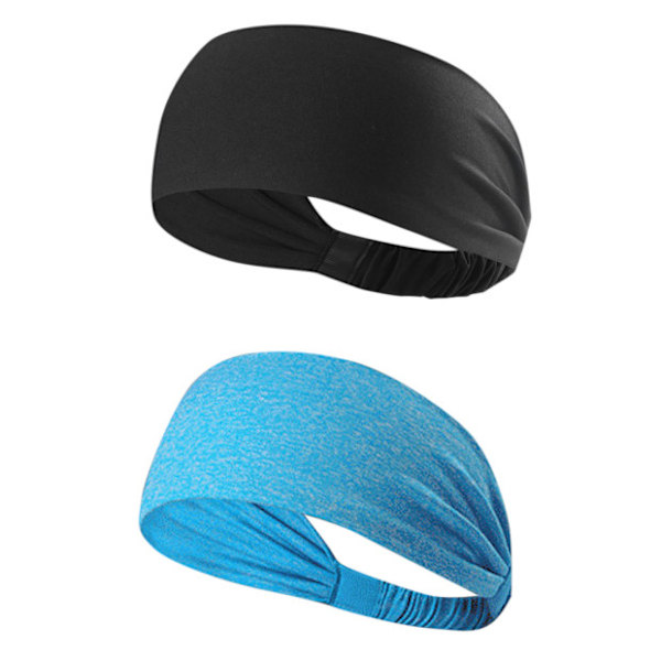 2 stk Sports Polyester Fiber Hodebånd Unisex Elastiske Svettetransporterende Sklisikre Hodebånd for Løping Sport Reiser Fitness Ridning