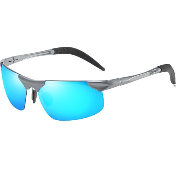Herrar rektangulära solglasögon, polariserade sportglasögon, lätta solglasögon för körning, cykling, fiske, UV-skyddsljusskydd Gunmetal frame ice blue film
