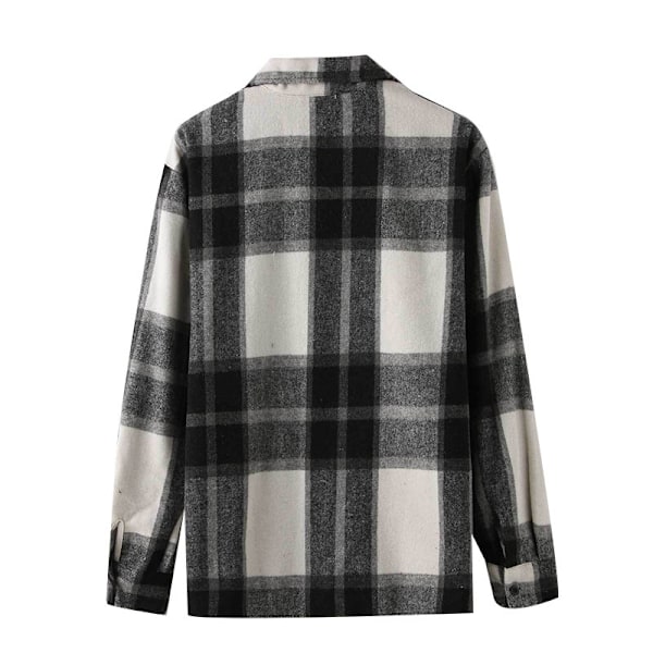 Flanellskjorte for menn, avslappet, knappeskjorte, rutete skjortejakke black black M