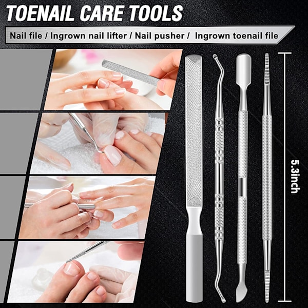 Pedikyr-set med nagelsax, nagelklippare, nagelfil Svart Sort