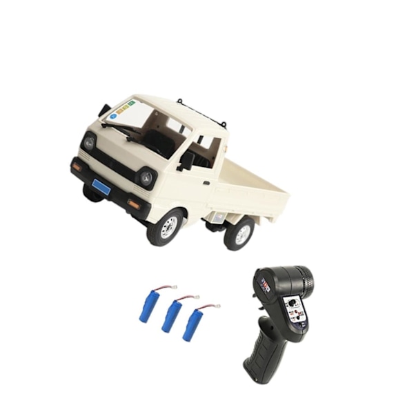 1 Sæt WPL D12 Mini RC Lastbil Bil 1:16 Skala Simuleringsbørstet White 3 Pieces Batteries