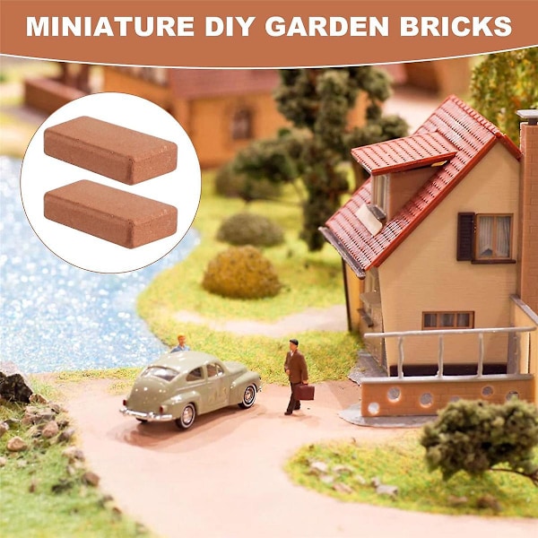 200 styk mini mursten til landskabsarkitektur Miniatur mursten Murstensvæg Små mursten til havedele,1/