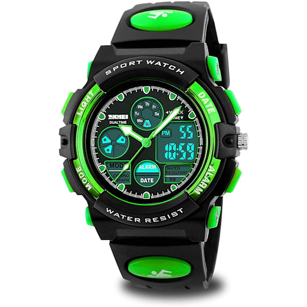 Barn Digital Sportklocka, Pojkar Flickor Vattentät Sport Utomhus Klockor Barn Casual Elektronisk Analog Kvarts Armbandsur Med