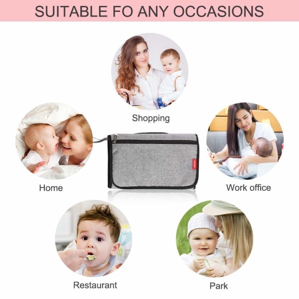 IC Baby skötväska med skötunderlägg för utflykt/Skötväska, rökt