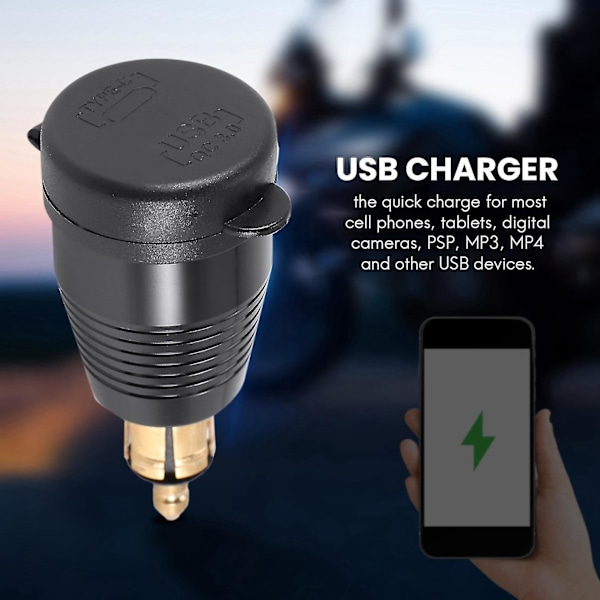 Motorcykel Din-kontakt Vattentät Laddare Till Qc3.0 Usb-laddare & Typ C 30w Power Delivery Adapteruttag (YJD)