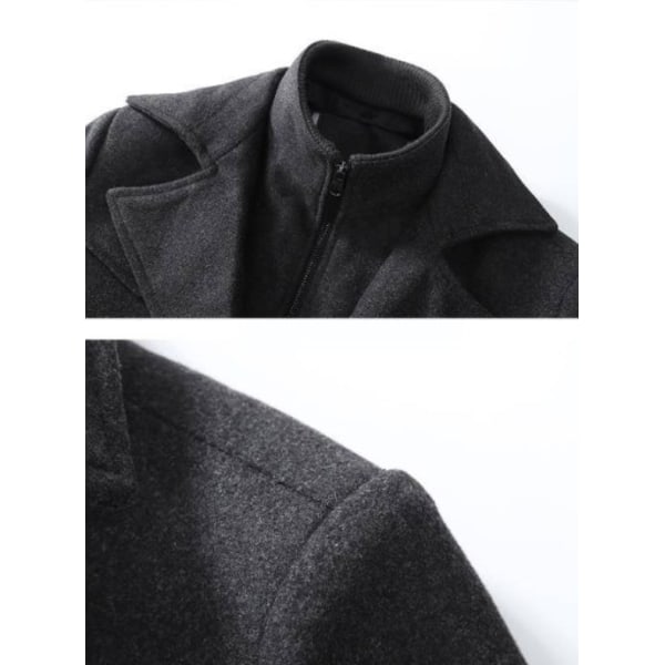 HERR Ullrock Höst och Vinter Dubbel Krage Ullrock Krage Tjock Ullrock Lång Jacka grey grey 4xl