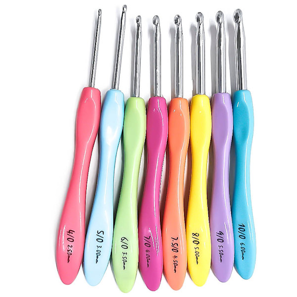 Virka krokar set, 8 st aluminium virka krokar stickning till