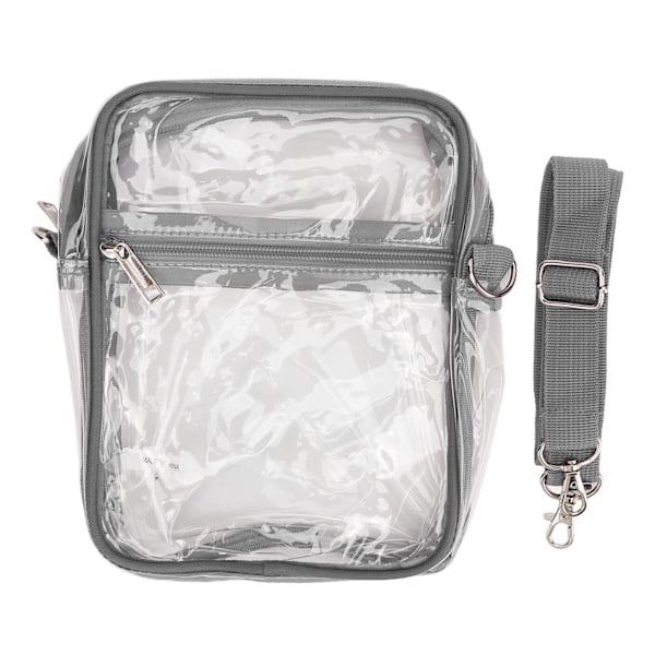 Justerbar Grå PVC Transparent Klar Messenger Skuldertaske