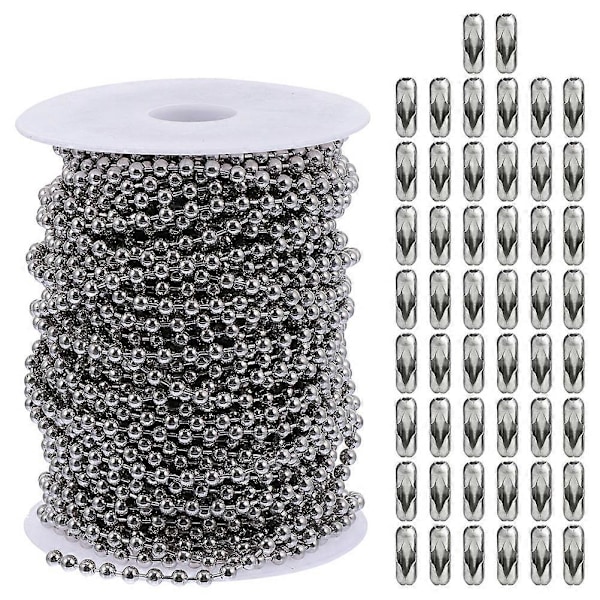 1 Sett Takviftekulekjede i Rustfritt Stål DIY Halskjede med Spenner db Sølv Silver 2000X0.3CM