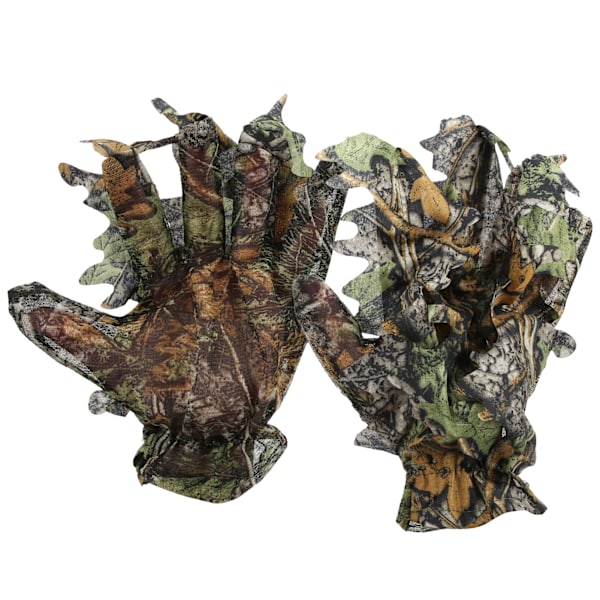 Pongee 3D Bekväm Leaf Camo Full Finger NonSlip Handskar Utomhus Jakt Tillbehör