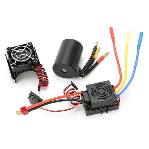 3650 3900KV Vandtæt 4-polet Børsteløs Motor 60A ESC Køleplade Combo Sæt til 1/10 RC Bil