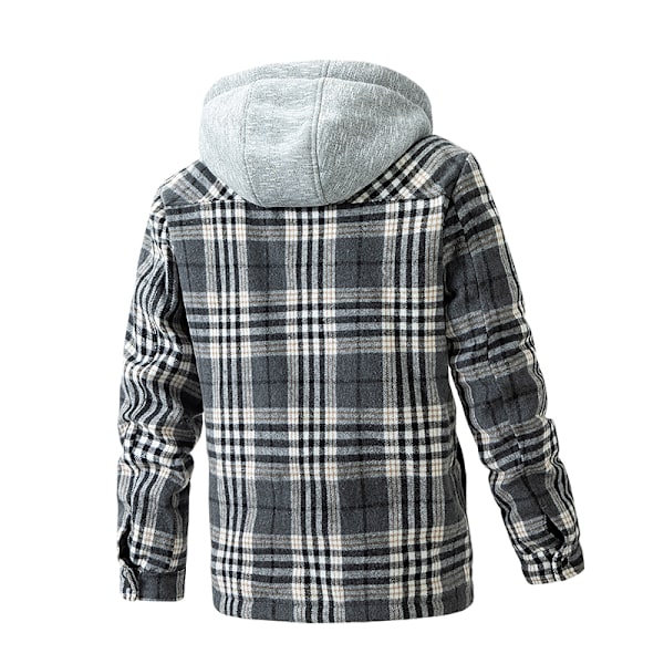 Miesten ruudullinen puuvillapaita takki fleecevuorellinen flanellipaita Sherpa-napilliset takit Style1 Style1 L