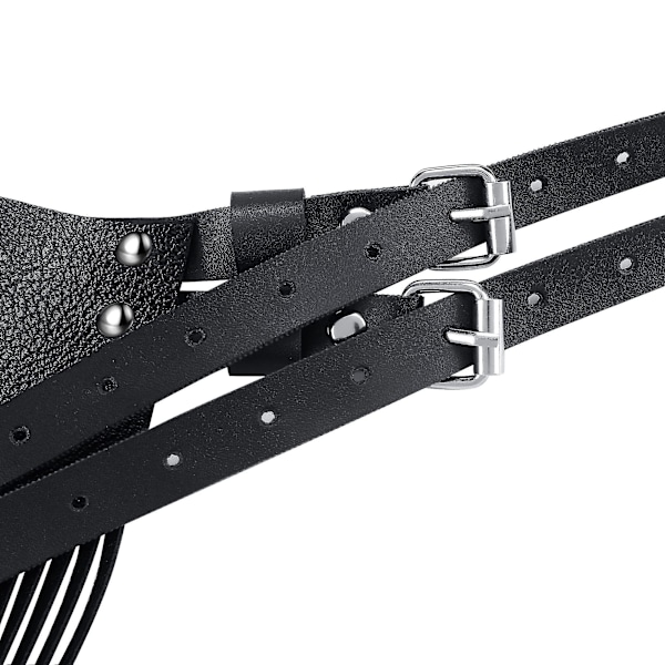 Modebälte för kvinnor i PU-läder, cinch-bälte med fransar för punkjeans, kjol, byxor, kostym (SVART)