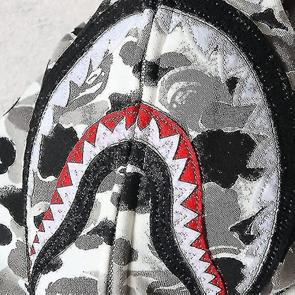 Shark Ape Bape Hoodie Camo Print Polyester Sweater Casual Loose Zip Hoodie Jacka För Herr Dam Klassiker i julklapp Camo Grey XL