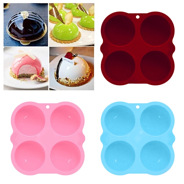 4 hull halvcirkel silikon kakeform muffins sjokolade bakeform Pan DIY Party kakeform