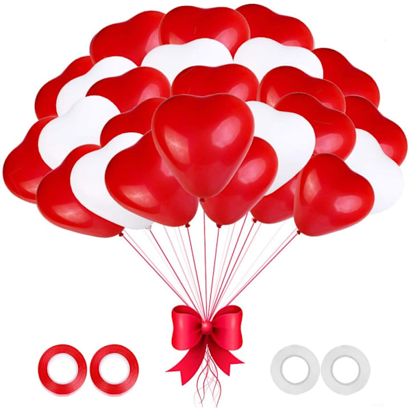 Valentinsdag - 100-pak - hjerteformede balloner