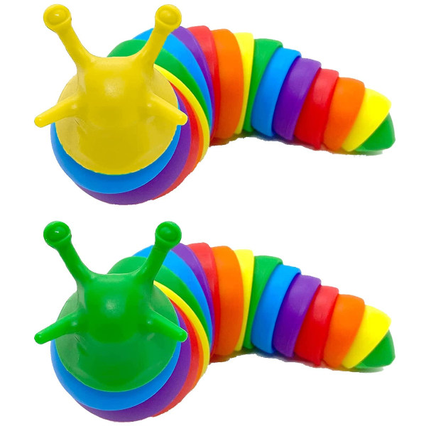 2pack Fidget Slug Toy Finger Slug, 3d Sensory Slug Printed Slug Leketøy for barn og voksne, fleksibel dec gillade