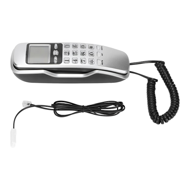 KXT888CID Mini Väggtelefon Hotell Trådbunden Skrivbordsväggtelefon för Hem Hotell Kontor (Silver)