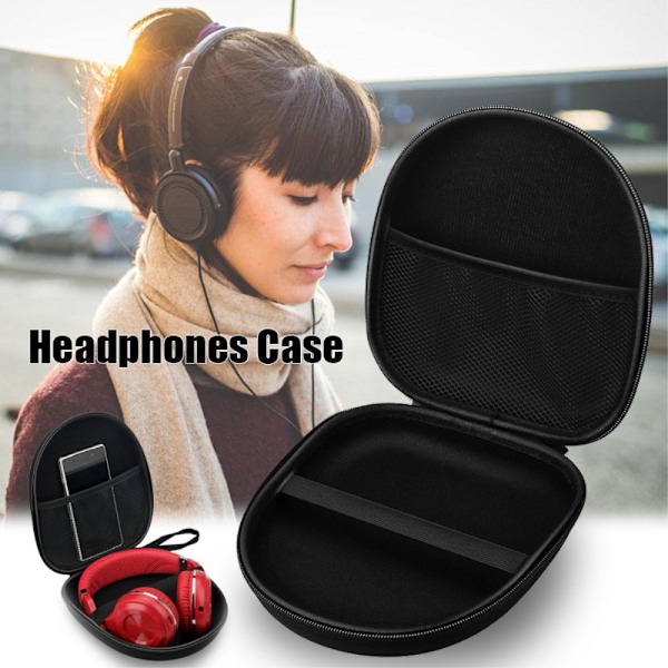 Portabel Hörlur headset Bärbar Förvaringsväska Väska - Svart Black Svart