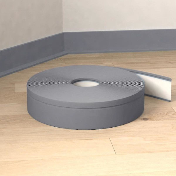 5 m itseliimautuvat jalkalistat seinän reunaan, vaaleanharmaa Light Grey 100 x 25 x 1.5 mm