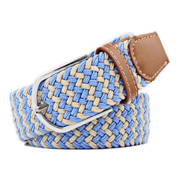 Bälte canvas 23 mönster storlek W26-W36 stretch justerbar längd: 5 Ljusblå / beige blue