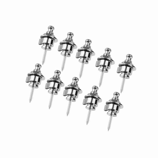 10 stk Gitar Metall Bassreimlås Sklisikre Straplocks Tilbehør for Elektrisk Gitar (Sølv)