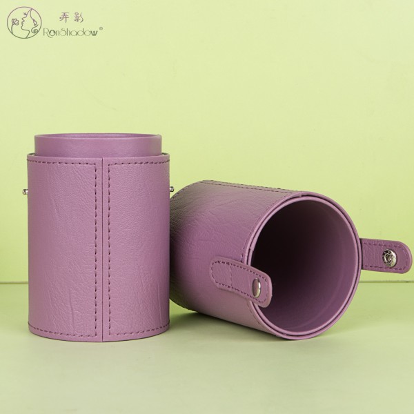 Sminkborste förvaringshink bärbar skönhetsborstehink sminkförvaring PU borsthink skönhetsverktyg Purple snap-larger PU storage bucket