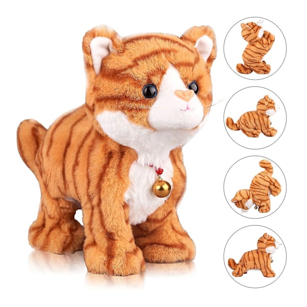 Kuvioitu harmaa robottikissa plushi kissa pehmolelu interaktiivinen kissa, miau kissanpentu kosketusohjaus, sähköinen