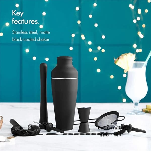 Cocktail Shaker Sett - Matt Sort - Rustfritt stål Black Svart