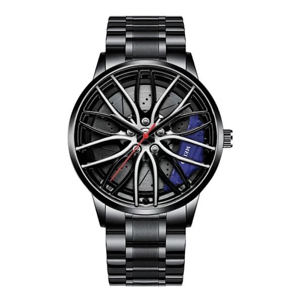 Herre Luksusklokker Sportsbil Klokker 3D Sport Felg Nav Hjul Armbåndsur Bil Quartz Herreklokker Kreativ Relogio Masculino blue