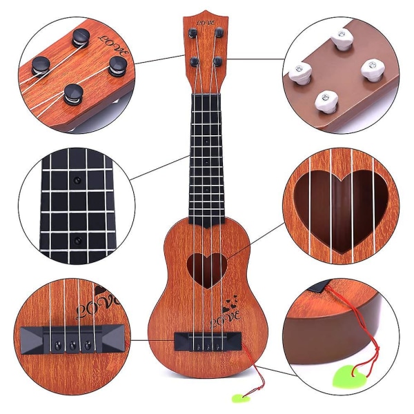 Kids Toy Klassisk ukulele gitarr Musikinstrument, brun gillade