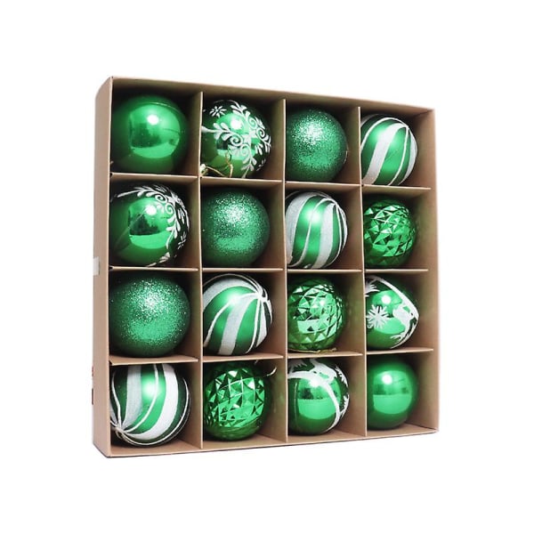 2023 Nytt 16st 6cm Färgglada julkulor Ornament Party Hänge Dekoration Julkulor Nyårspresent Grön